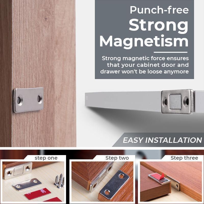 🔥⏰Köp 1 Få 1 gratis 🧲 Icke-Perforerad Magnetisk Dörrstängare – Enkel Installation, Tyst Stängning & Justerbar Kraft för Hem/Kontor 🔧✨📦