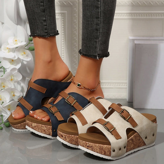 💥Specialförsäljning 49% OFF💕Moderiktiga plattformssandaler med kilklack för kvinnor