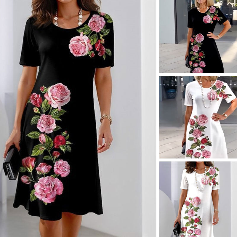 🔥2025 Ny 50% rabatt Hot Sale🔥2025 Ny Rose Bloom kortärmad klänning