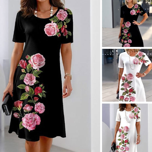 🔥2025 Ny 50% rabatt Hot Sale🔥2025 Ny Rose Bloom kortärmad klänning