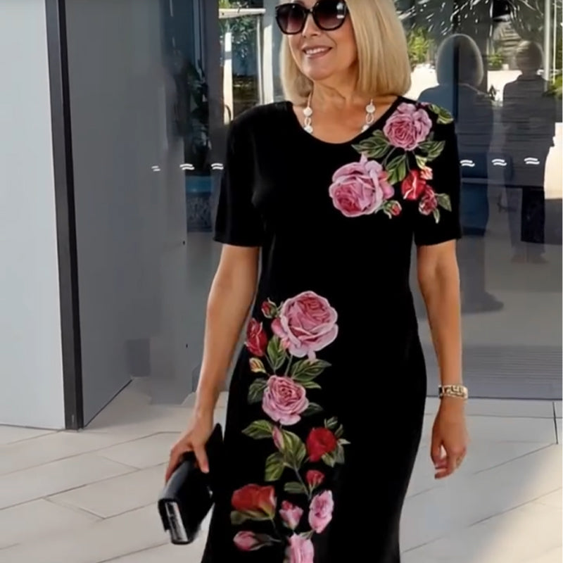 🔥2025 Ny 50% rabatt Hot Sale🔥2025 Ny Rose Bloom kortärmad klänning
