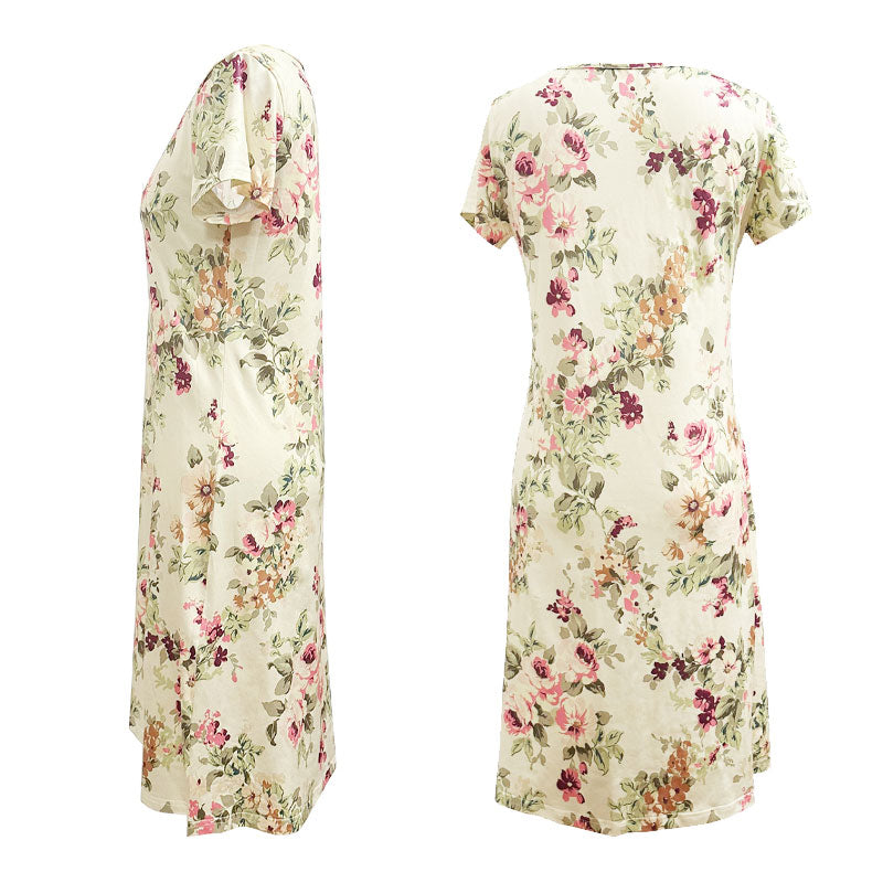 【S-2XL】🎀Eleganta damklänningar med rund halsringning och blommönster