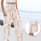 Women’s Casual Printed Wide-Leg Pants with Pockets