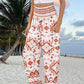 Women’s Casual Printed Wide-Leg Pants with Pockets