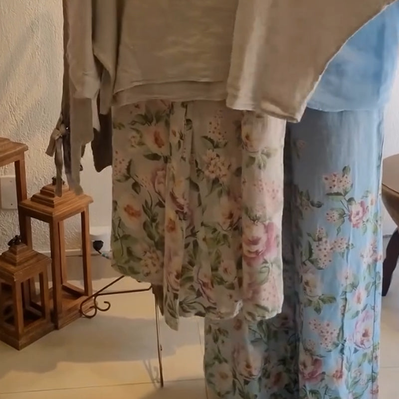 ⏰2025 Limited Edition🌸Lösa toppar för damer och blommiga byxor med vida ben