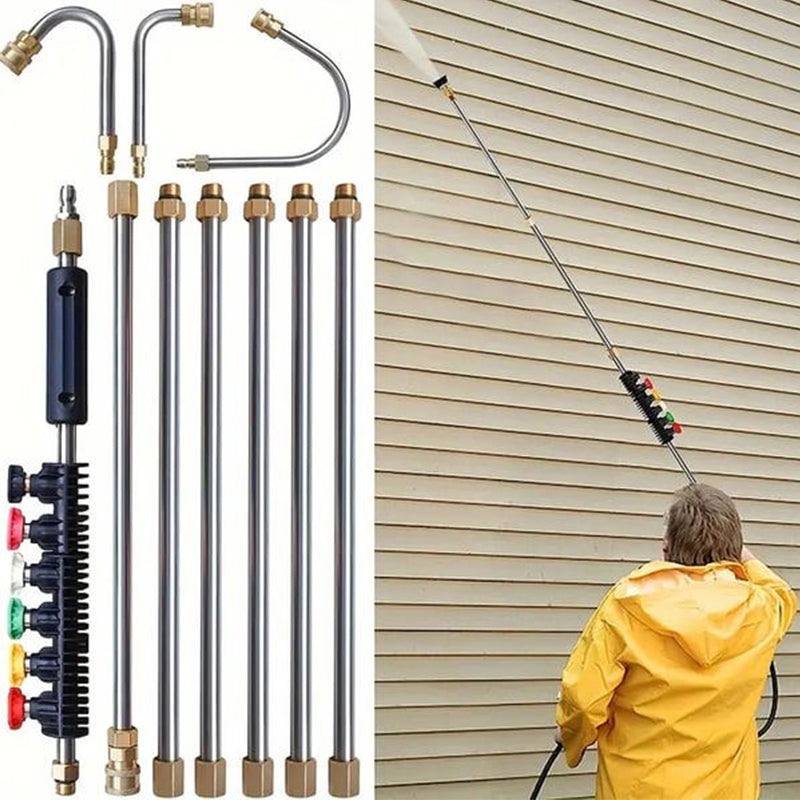 🏡【PROFFS-TVÄTT】4000 PSI Teleskopisk Högtrycksstav ✨ 3-i-1 Rengöring för Hela Huset – Utan Stege!
