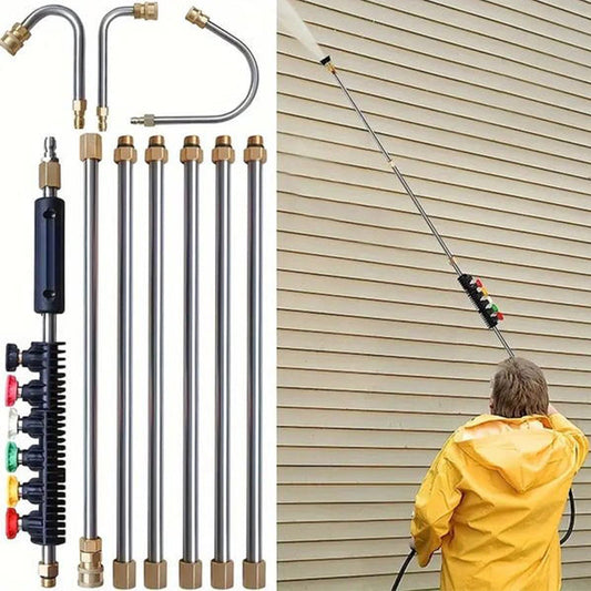 🏡【PROFFS-TVÄTT】4000 PSI Teleskopisk Högtrycksstav ✨ 3-i-1 Rengöring för Hela Huset – Utan Stege!