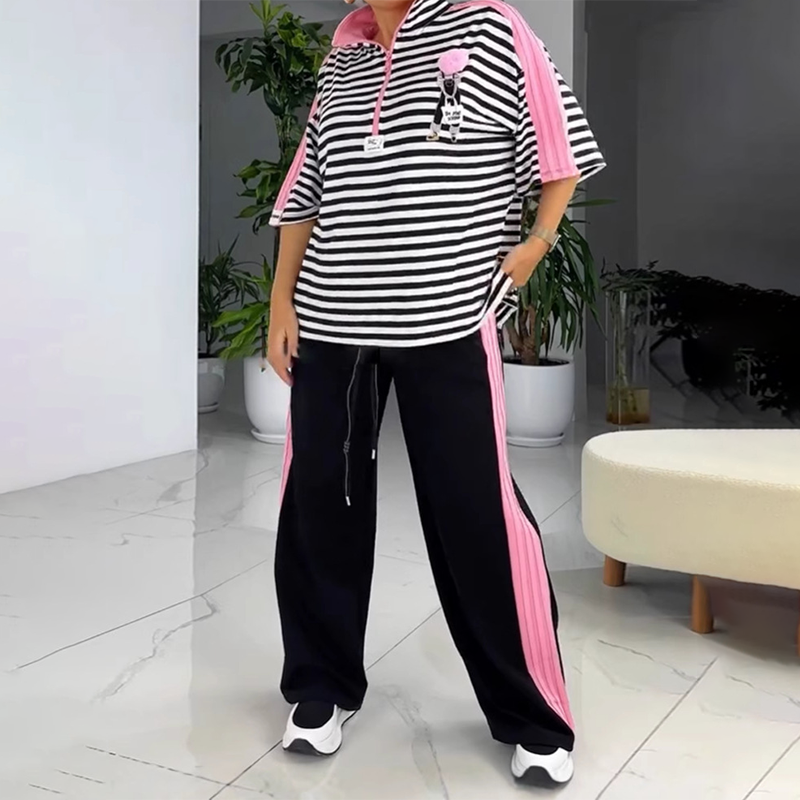 🌸 Randig topp och byxor för dam (tvådelat set)