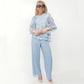 💝Elegant damtopp i chiffong med vida ben och byxor