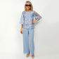 💝Elegant damtopp i chiffong med vida ben och byxor