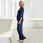 💝Elegant damtopp i chiffong med vida ben och byxor