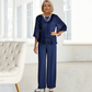 💝Elegant damtopp i chiffong med vida ben och byxor