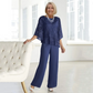 💝Elegant damtopp i chiffong med vida ben och byxor