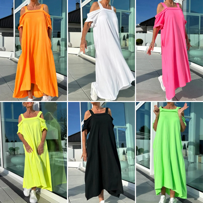 🔥Maxiklänning med Kala Axlar för Kvinnor 👗✨