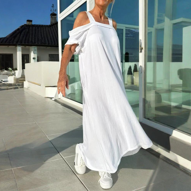 🔥Maxiklänning med Kala Axlar för Kvinnor 👗✨