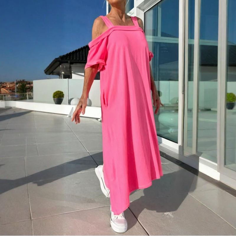 🔥Maxiklänning med Kala Axlar för Kvinnor 👗✨