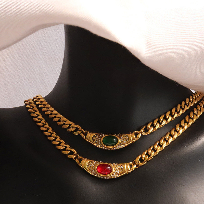 💥Shiny Zircon Pendant Necklace in Stainless Steel