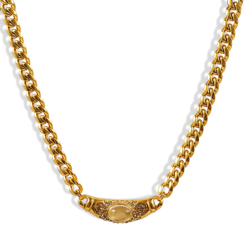 💥Shiny Zircon Pendant Necklace in Stainless Steel