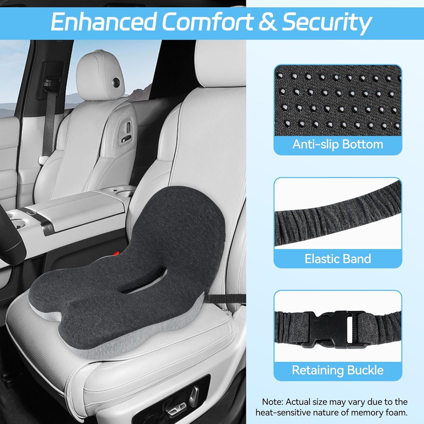 🎁Begränsad försäljning 50% rabatt🎁【Ergonomisk design】Sits av halkfritt minnesskum 💕For the most comfortable driving🎉