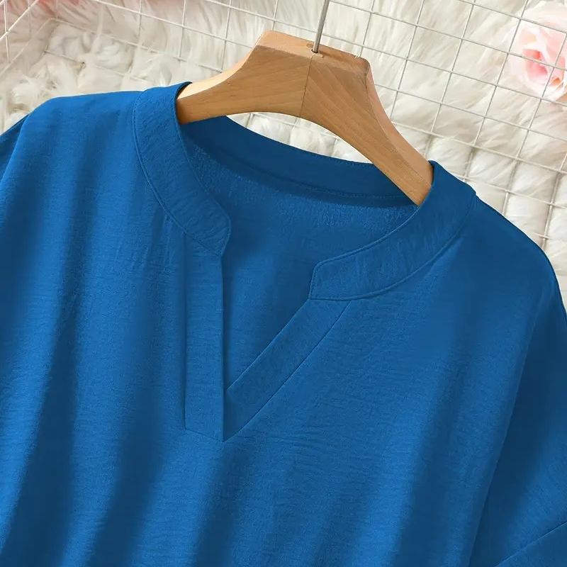 🌸 Vårrea 50 % RABATT 👕 Trendig, ledig enfärgad kortärmad topp