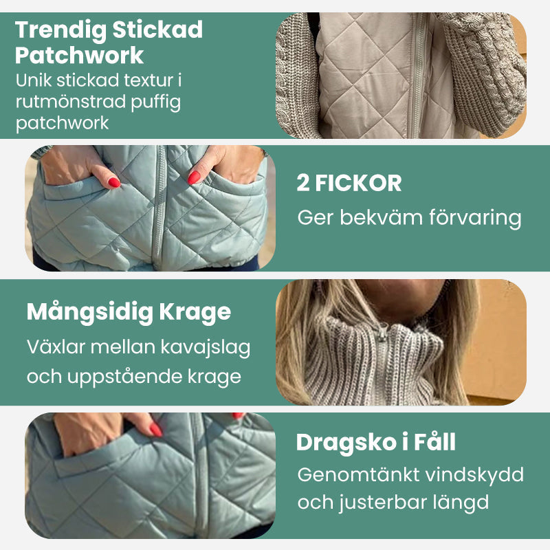Två artiklar med gratis leverans! 🚚 Stickad Patchwork Puffig Jacka för Kvinnor