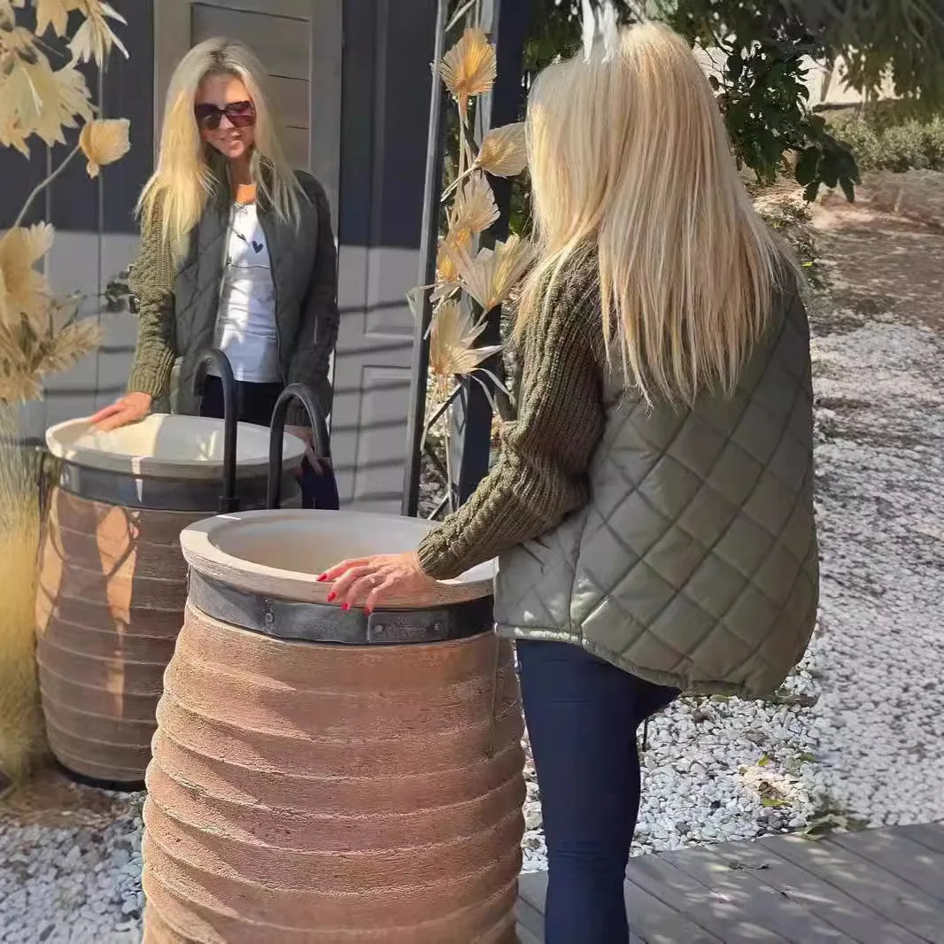 Två artiklar med gratis leverans! 🚚 Stickad Patchwork Puffig Jacka för Kvinnor