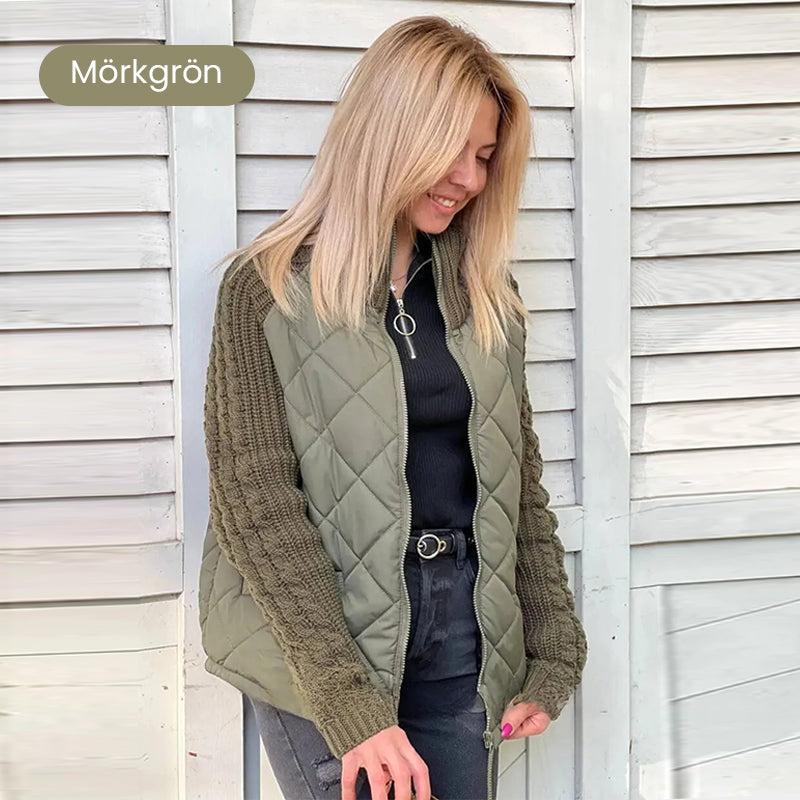 Två artiklar med gratis leverans! 🚚 Stickad Patchwork Puffig Jacka för Kvinnor