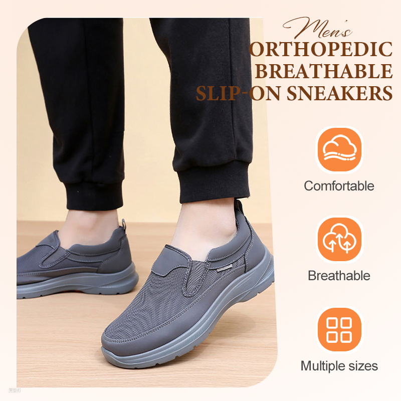 👟50% RABATT NU! ✨ Ortopediska Andningsbara Slip-On-Sneakers för Män - Stödjer Sulgång med Minnesskuminsatser för Bekväm Heltidsanvändning 🏃‍♂️💨