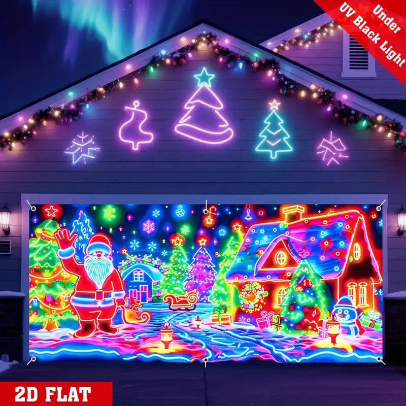 🎄 50% RABATT! ✨ UV-Fluorescerande Julbanderoll - Magisk Ljusreaktion med 2 Lägen (Blinkande/Glittrande) för Festlig Dekoration 🚗✨