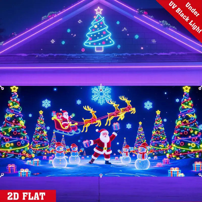 🎄 50% RABATT! ✨ UV-Fluorescerande Julbanderoll - Magisk Ljusreaktion med 2 Lägen (Blinkande/Glittrande) för Festlig Dekoration 🚗✨
