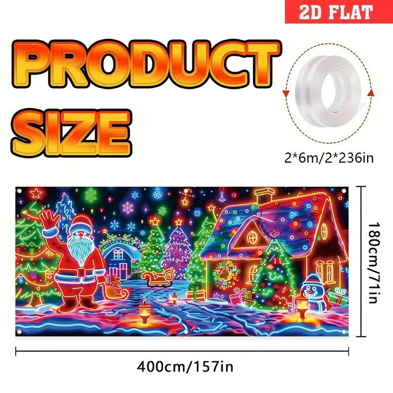 🎄 50% RABATT! ✨ UV-Fluorescerande Julbanderoll - Magisk Ljusreaktion med 2 Lägen (Blinkande/Glittrande) för Festlig Dekoration 🚗✨