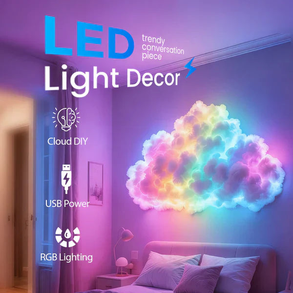 ⏳ Tidsbegränsad 49 % rabatt⏰ DIY USB-driven Thundercloud LED-ljusdekor🌈☁️