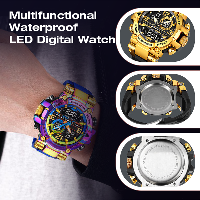 🔥Multifunktionell vattentät LED-digitalklocka