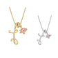 🔥🎁Nyhet 50 % RABATT🔥Halsband med initialbokstav och rosa hjärtcharm