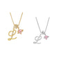 🔥🎁Nyhet 50 % RABATT🔥Halsband med initialbokstav och rosa hjärtcharm