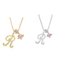 🔥🎁Nyhet 50 % RABATT🔥Halsband med initialbokstav och rosa hjärtcharm