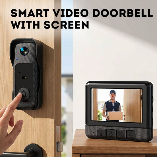 ⏳Begränsad tid 50 % rabatt⏰Trådlös smart videodörrklocka med skärm📹