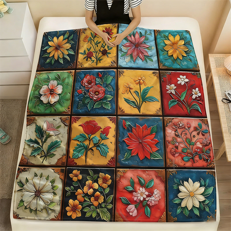 🔥⏰ Begränsad tid 52% rabatt!! 🔥Mysig och mjuk flanellfilt med blommönster