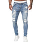 👖 60% RABATT! 🔥 Snygga Slitna Skinny Jeans för Män – Slim Tapered Passform, Andningsbar Bomull & Eleganta Rivna Detaljer för En Cool Look 💙