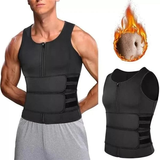 🔥Shapewear-saunaväst för män, midjetränare med dubbelt bälte🔥