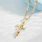 ✝️✨ Guldkrucifixhalsband – Detaljerat INRI-motiv, justerbar figarokedja och glittrande finish 💛