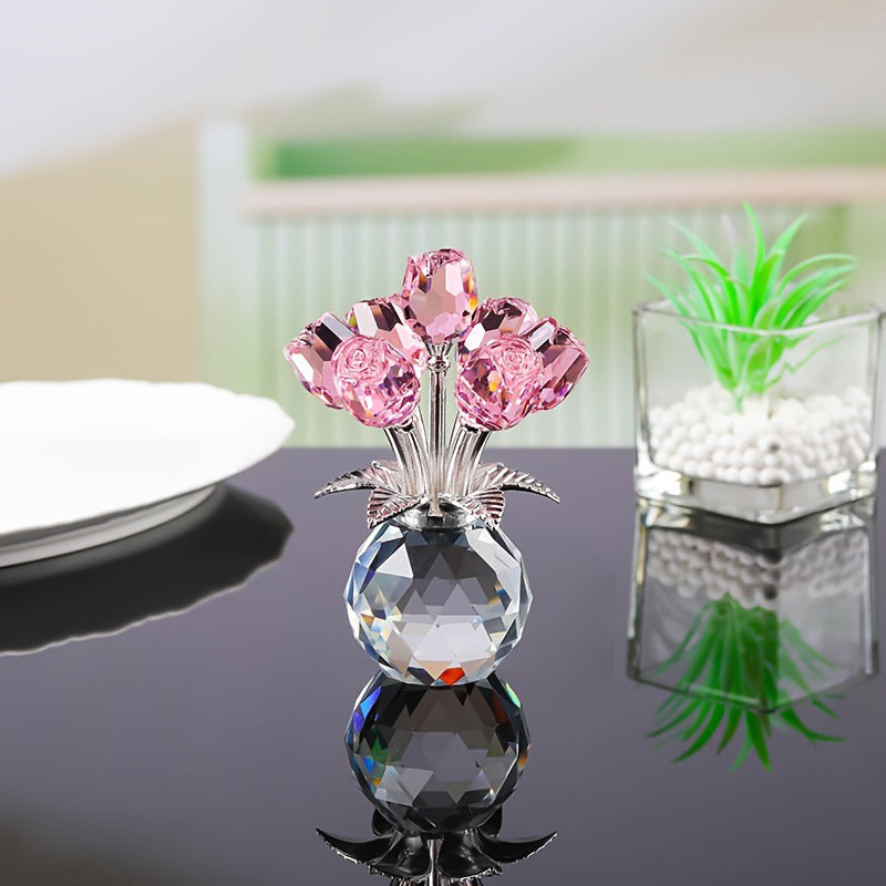 🎈Vinterrea🎈 Tidsbegränsad 50% rabatt! 💕 🌹 Evig Kristallrosblomma Figurin i Vas
