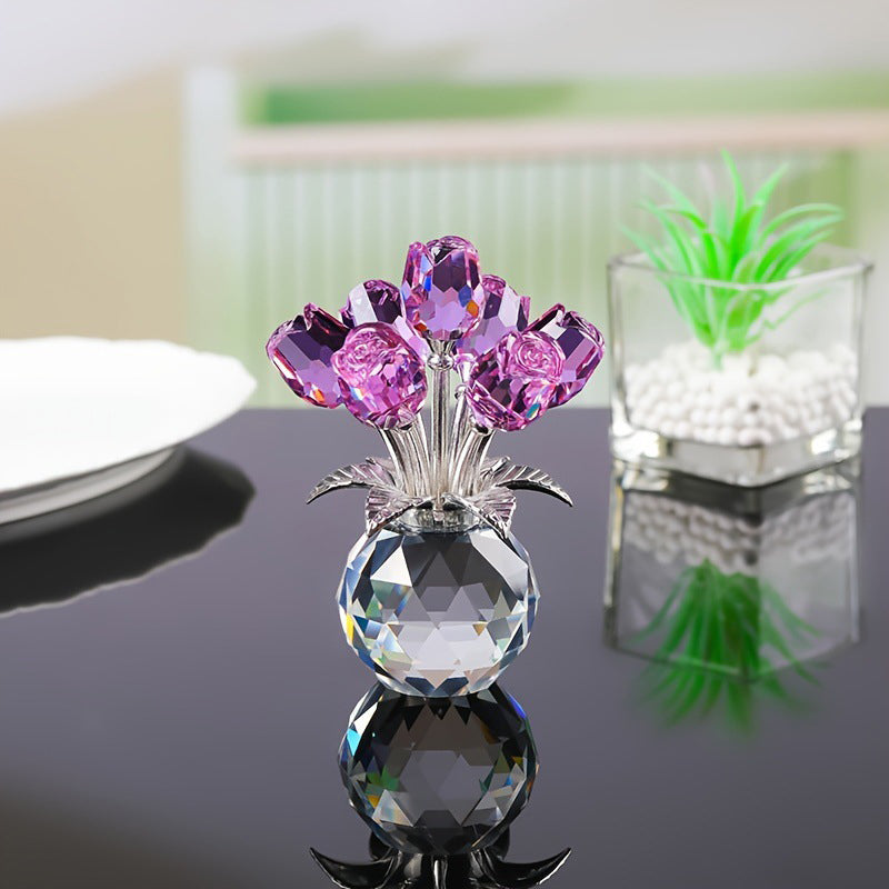 🎈Vinterrea🎈 Tidsbegränsad 50% rabatt! 💕 🌹 Evig Kristallrosblomma Figurin i Vas