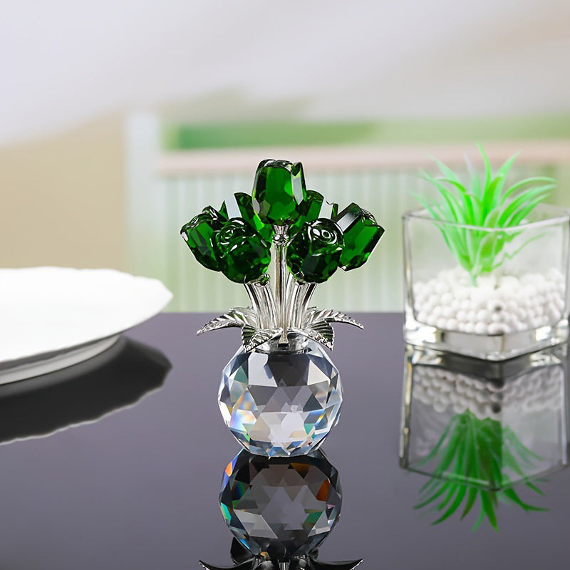 🎈Vinterrea🎈 Tidsbegränsad 50% rabatt! 💕 🌹 Evig Kristallrosblomma Figurin i Vas