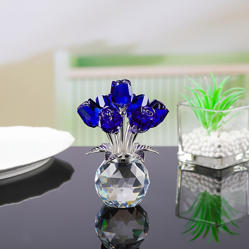 🎈Vinterrea🎈 Tidsbegränsad 50% rabatt! 💕 🌹 Evig Kristallrosblomma Figurin i Vas