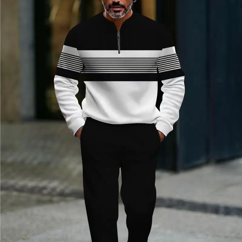 👕 60% RABATT! 🔥 Herrset med Grafiskt Tryck & Byxor – Modern Look, Bekväm Passform & Avslappnad Stil 👖