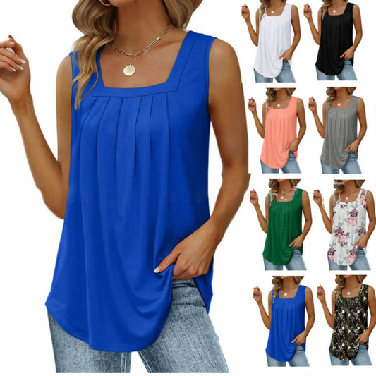 👚 50% RABATT NU! ✨ Ärmlös Linne med Fyrkantig Halsringning – Enkel & Smart – Uppgradera Din Vardagsklädsel 🌸