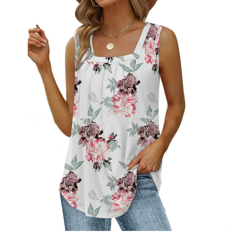 👚 50% RABATT NU! ✨ Ärmlös Linne med Fyrkantig Halsringning – Enkel & Smart – Uppgradera Din Vardagsklädsel 🌸