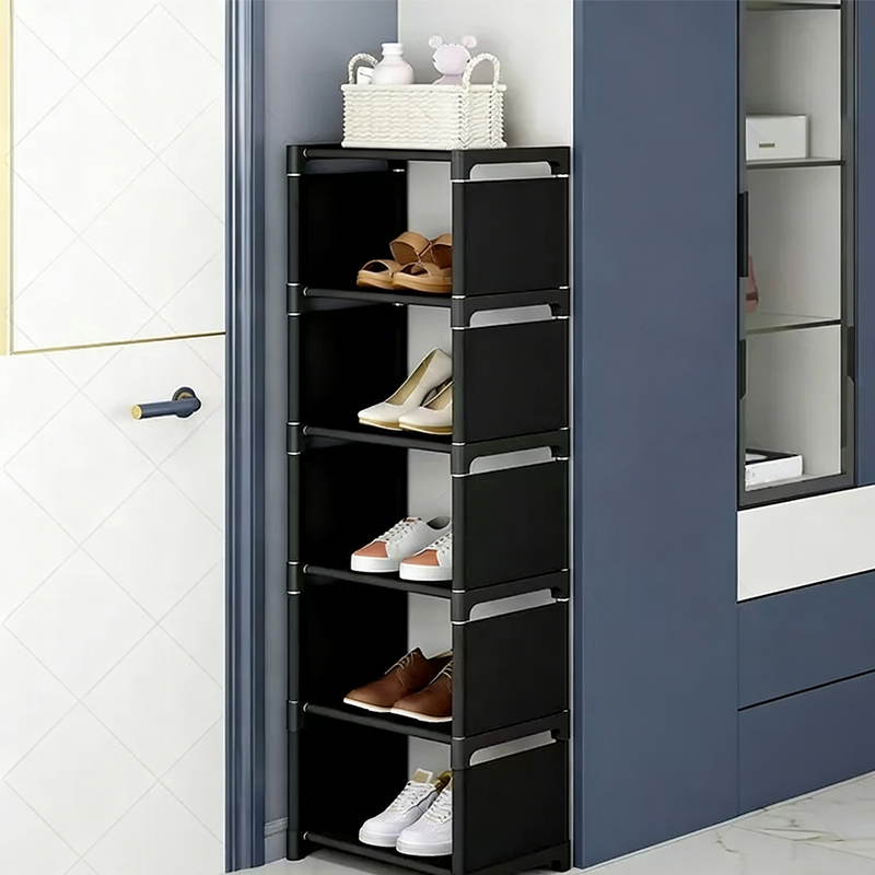 👠 50 % RABATT! 🚪 Smalt skoställ för ytterdörren – vertikal design, stålkonstruktion & maximerar förvaringen på liten yta 📐