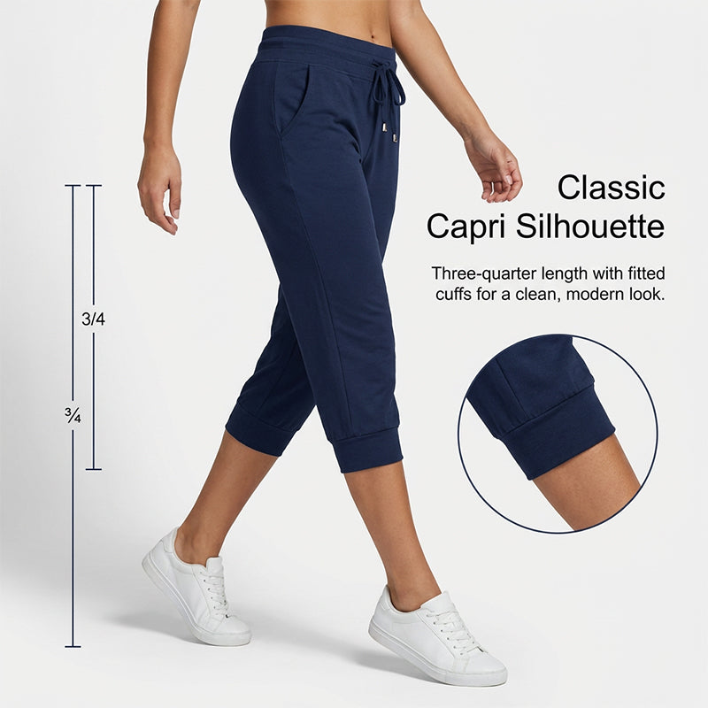 👖 50% RABATT! 🔥Mjukisbyxor med dragsko och kort midja – Mjuk polyester, capri-längd och sidofickor (6 färger, S–3XL) 👖🌸